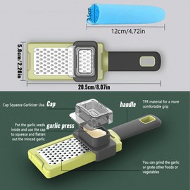 Eiflayn Garlic Grater, Garlic Press and 2 Garlic Peelers, Garlic Press with Garlic Peeler, Garlic Cutter with Protective Cover and Rubber Handle, Garlic Grater, Easy to Clean