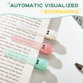3pcs Automatic Bookmark, Cute Bookmarks, Unique Visualized Book Marks Page Keeper for Women, Stay in Place and Follow as You Read, Silicone Reading Accessories Gifts Bibliophiles