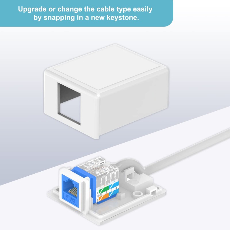 VCELINK Keystone Jack Surface Mount Box 1-Port for UTP Cat6/Cat5e/Cat5