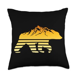 Climate Change Planet Save Earth Wild Animals Gift Retro Bear Vintage Mountains Nature Environmental Protection Throw Pillow, 18x18, Multicolor