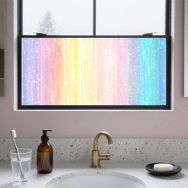 IVN Privacy Window Film Rainbow Gradient Sparkles Stained Glass Window Film