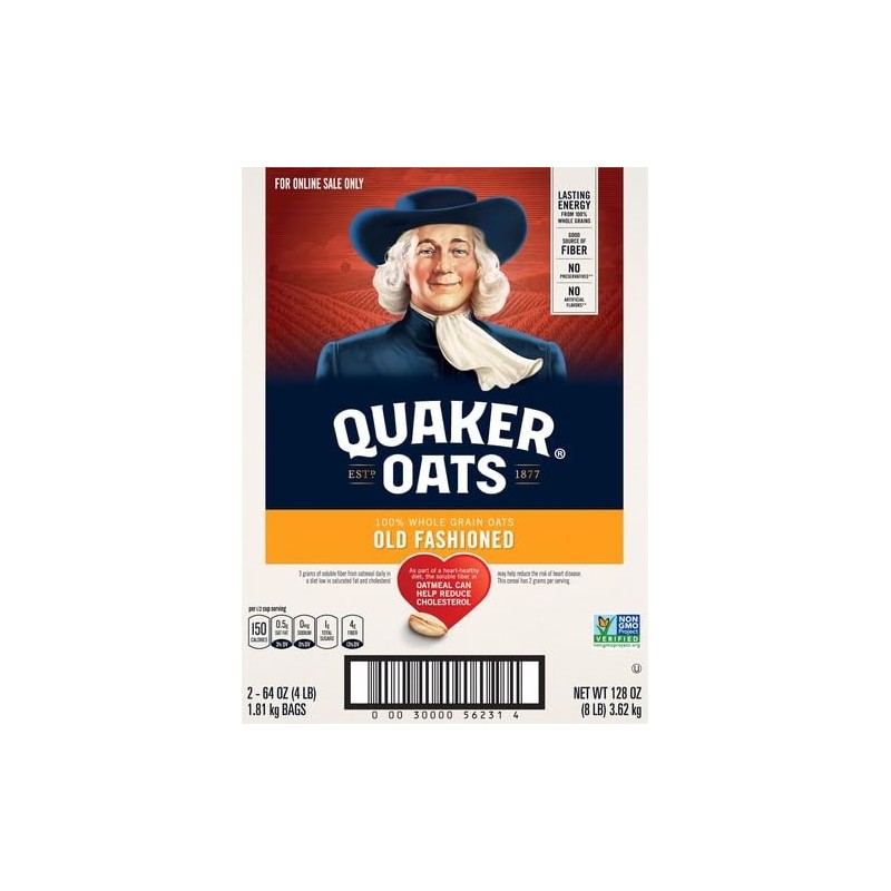 Quaker Old Fashioned Rolled Oats, Non Gmo Project Verified, Two