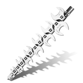 SHALL 3/8" Crows Foot Wrench Set, 11-Piece SAE Crowfoot Wrench Set with Clip-on Organizer, 3/8"-1", Tools for Mechanics, Access Fasteners in Tight Spaces