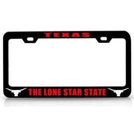 Custom Brother - Texas The Lone Star State Texas Horn Style Metal Car SUV Truck License Plate Frame Bl r38