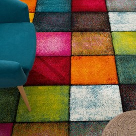 Paco Home Colorful Area Rug Checkered with Multicolor Squares, Size: 6'7" x 9'6"