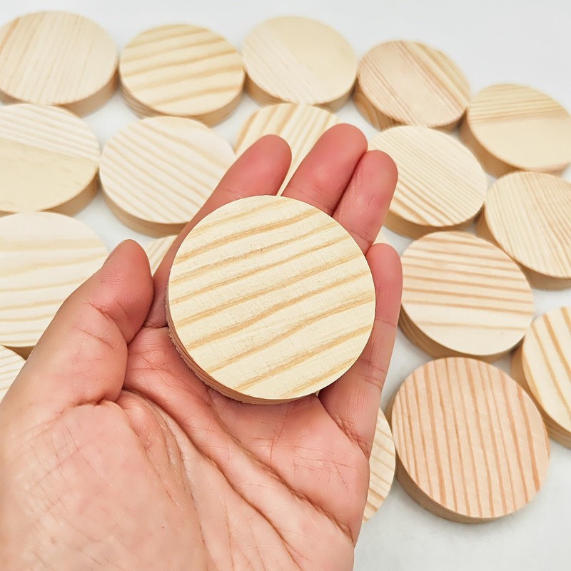 20PCS Pine Circle Plaque, 5x1cm Blank Unfinished Round Wooden Circles