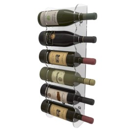 Vray Designs LLC Acrylic Wall Mounted Wine Racks Holds 6 Bottles, Wine Bottle Holder for Walls, Modern Decorative Wall Mount Wine Rack, Hanging Wine Organizer for Storage, Made in USA