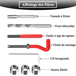 Teocpai Pack of 30 Repair Kit for Thread M8 Repair Tool Thread Insert Thread Helicoil Kit