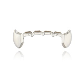 OOCC 18K Gold Plated Hip Hop Teeth Grillz Caps Iced Out CZ Top and Bottom Vampire Fangs Grillz for Your Teeth, brass