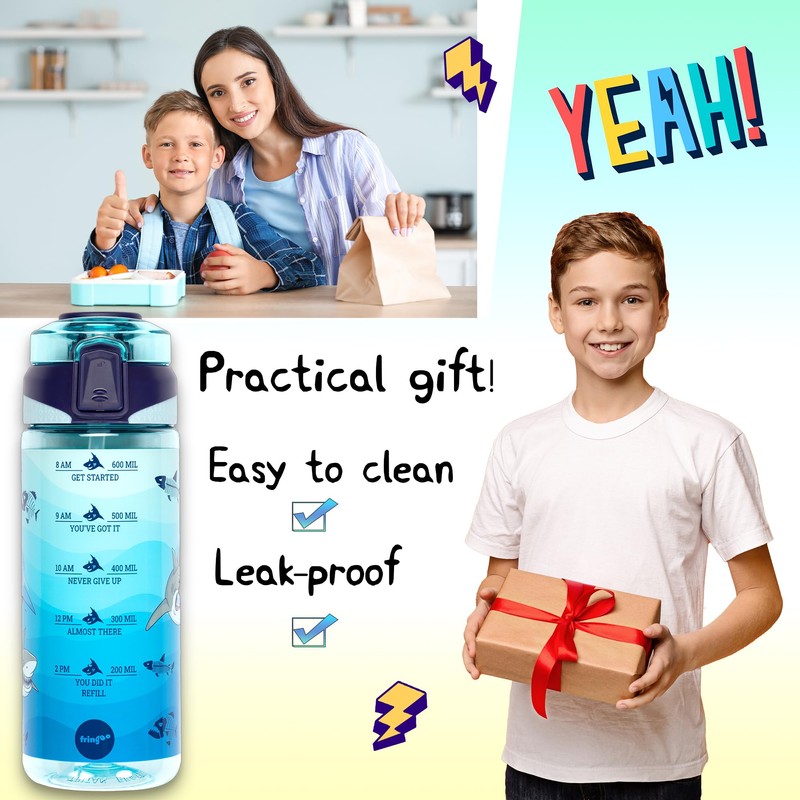 Fringoo - 650ml Kids Water Bottle - Carry Handle100% Leakproof