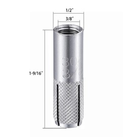 Wensilon(20 pcs) 3/8"-16 Premium Stainless Steel Drop in Anchors Assortment, Knurled Drop-in-Anchor for Solid Concrete, Internal Forced Expansion Screw Bolts
