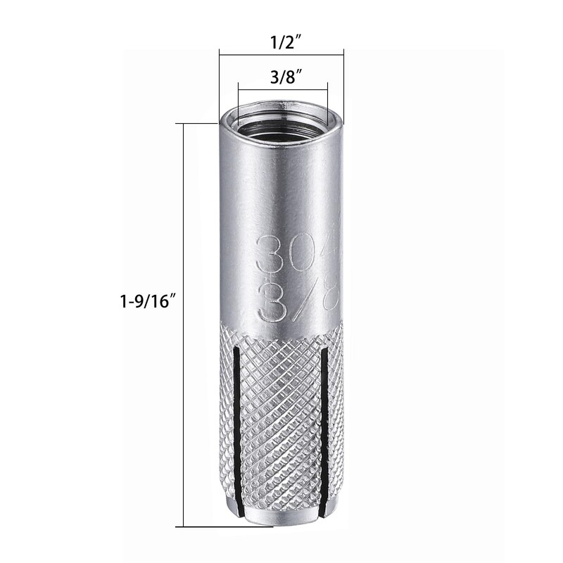 Wensilon(20 pcs) 3/8"-16 Premium Stainless Steel Drop in Anchors Assortment,
