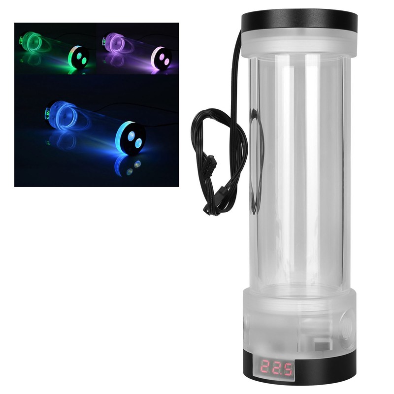 Water Cooling Tank Transparency 210mm Cylinder Temperature Display Reservoir Water