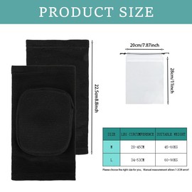 BCQTD 1 Pair Stretchy Knee Pads,Sports Accessories Kneepads for Men Women,Full Black Soft Brace Breathable,Sleeve Protective for Dance Volleyball Football Yoga Tennis Cycling Jogging (L)