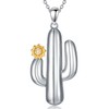 LWXIE Diamond Cactus Necklace for Women Sterling Silver Cactus Necklace