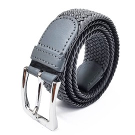 Glamexx24 Unisex Braided Belt, Elastic Fabric Stretch Belt for Men and Women, darkgray