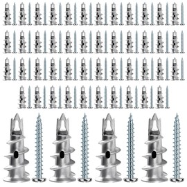 Pack of 100 plasterboard dowels, self-drilling plasterboard dowels metal with screws, plaster dowels metal for attaching to concrete, bricks, drywall