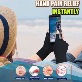 2 pares de guantes de compresión de cobre para artritis, guantes de compresión para hombres y mujeres, alivio del dolor y curación para artritis, túnel carpiano, escritura y trabajo diario (negro, XL)