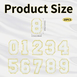 20 Pcs Sequin Patches with 0-9 Iron on Numbers for Clothing, Self Adhesive Glitter Number Iron on Patches for Team Uniform, Sports T-Shirt, Jeans & Bags Decor