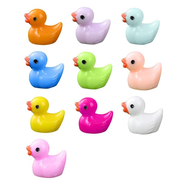 DHWEKU Pack of 10 Miniature Ducks Resin Mini Duck Figures