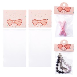KISSITTY OPP Cellophane Bags 100pcs 2.3x3.9 Inches Small Jewelry Wedding Party Favor Storage Bags with Header Cards for Earring Hair Clips Small Presents Bracelets Packaging