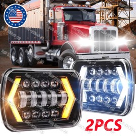Unbranded DOT 5x7" 7x6" inch H6054 LED Headlight Hi-Lo DRL For Peterbilt 365 367 08-2020