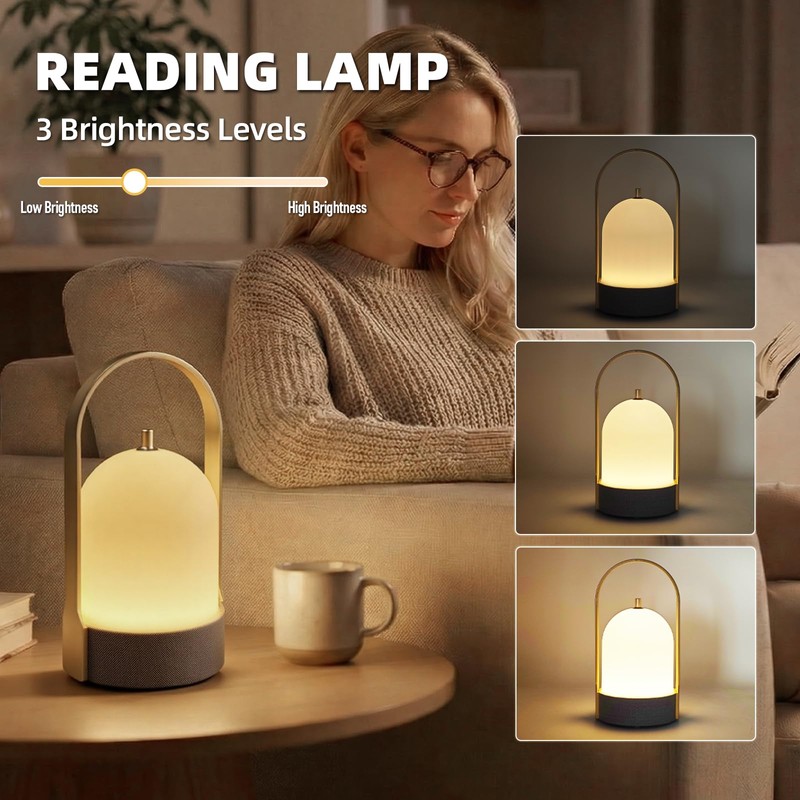 GEEBONFLUGENS LED Table Lamps Wireless with Bluetooth Speaker, USB-Powered Music