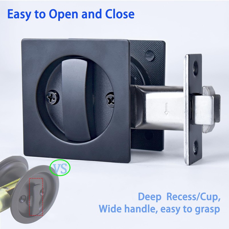 Dontay Pocket Door Passage Latches Lock,Flush Double Sided Rotation,Privacy (Bed/Bath)