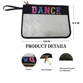 HYOOG Makeup Bag,Letter Clear Makeup Bag Letter Patch Cosmetic Bag,Toiletry Pouches with Double Zipper Waterproof Travel Purse Teacher Nurse Dancer Gift (Black Dance)