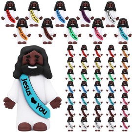 25 Pcs Mini Black Jesus Little Black Jesus Tiny Jesus Bulk to Hide and Seek Religious Party Favors Sunday School Gifts - Color: 50Pcs Black Jesus