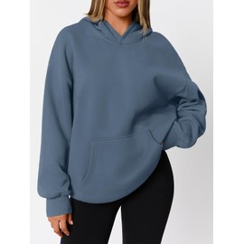 WYNNQUE Hoodies for Women Oversized Sweatshirts Fall Fashion Outfits 2025 Casual Sweaters Tops Fleece Plus Size Workout Comfy Winter Clothes GreyBlue M