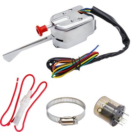 Saihisday Universal Turn Signal Switch with Flasher, 12V Chrome Street Hot Rod Turn Signal Switch with 3 Pin LED Turn Blinker Replacement for Ford Buick GM