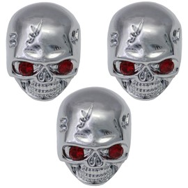 6mm Round Hole Metal Skull Guitar Volume/Tone Control Knob For Instrument/Amplifier Pack of 3 (Silver)