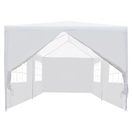 10x20ft Canopy Tent Heavy Duty Garden Shelter with 6 Side Removable Panels Sunproof Waterproof Party Tent Marquee Awning with Powder Coated Steel Frame Ideal for Outdoor Party Camping - White