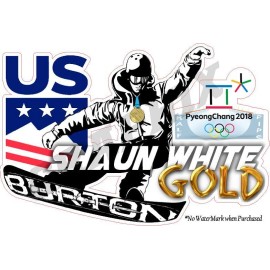 Shawn white Olympic gold champion Shaun White USA Olympic Gold Medal Decal Sticker PyeongChang Ski Team Snowboard - 6" x 4"