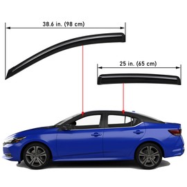 Lightronic Extra Durable Outside-Mount Auto Vent Window Visor, Fits 2020-2025 Nissan Sentra, UV Protection Rain Guard, Original Wind Deflector, No-Drill Easy Install, Dark Smoke, 4-Pcs