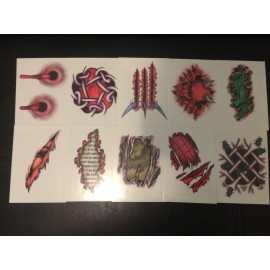Unbranded Flesh Tattoos Set of 10 Temporary Tattoos Terror Horror