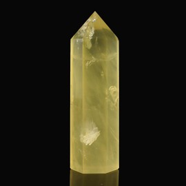 WUYOUSHI 1Pc Large Citrine Wands / 4.8"-5.11" Natural Healing Crystal Tower / 6 Faceted Chakra Crystal Point Reiki Meditation Therapy Crystal Grid Decoration