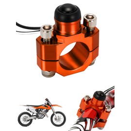 JFG RACING CNC Dirt Bike Engine Stop Start Kill Switch Button CNC with Mounting Backplate Universal for SX XCF SXF EXC EXCF XC 125 150 250 350 450 - Orange