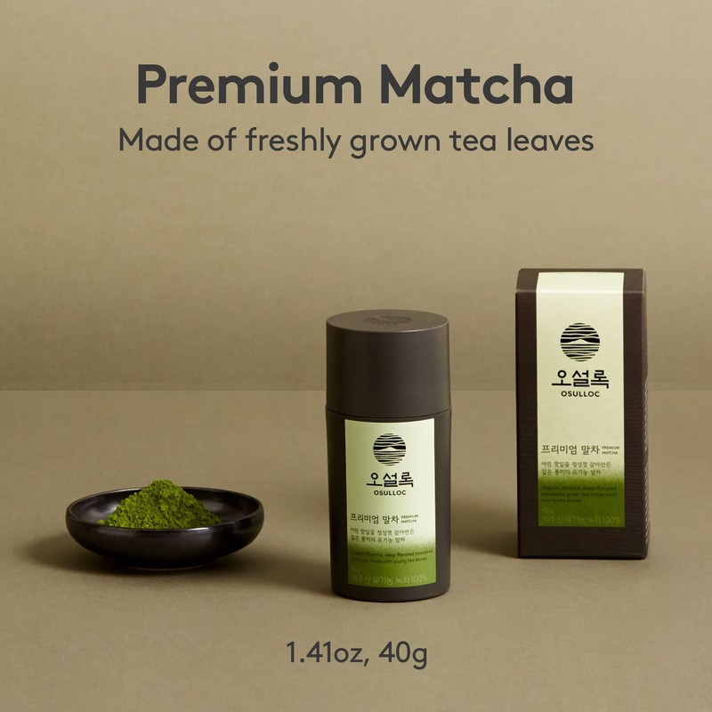 OSULLOC Premium Matcha Powder for lattes, Ceremonial Grade Korean Matcha,