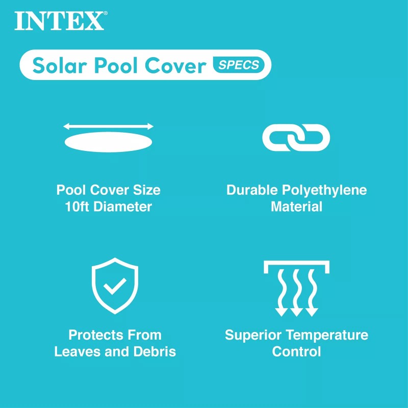 Intex 10 Foot Round Blue Solar Pool Cover Easy Use
