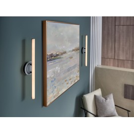 Hinkley Zayne Collection 31.25" Integrated LED 15W Large Bathroom Vanity Fixture, Black Finish with Etched White Glass