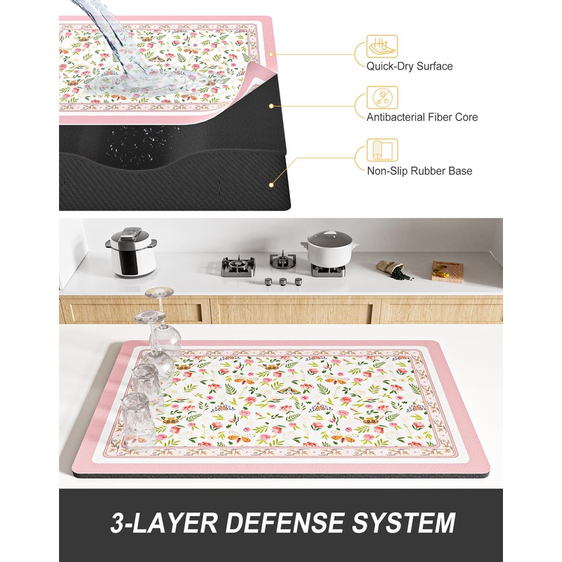 Rnivvi Dish Drying Mat for Kitchen Counter, 12 x 19"