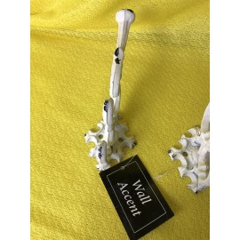 Unbranded SET-4 Cast iron White Shabby Chic Rustic Hat and coat hanging hook vintage look