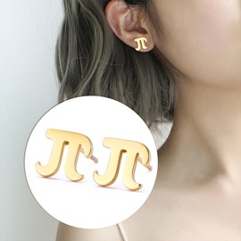 T-ztoss Math Formula Earrings Unisex Pi Earrings Mathematics Symbol Stainless Steel Dangle Earrings For Math Enthusiasts Teachers Back to School Gift (gold)