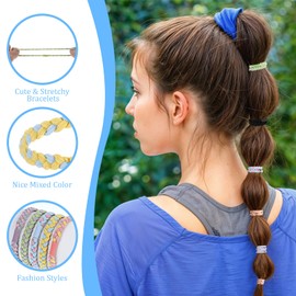 12-Teiliges Set Haargummi Armband, Haargummi Geflochten aus Nylon, 6 Farben mit Weichem Zopfdesign & Dehnbarer Armbandfunktion für Pferdeschwanz oder Stylisches Accessoire