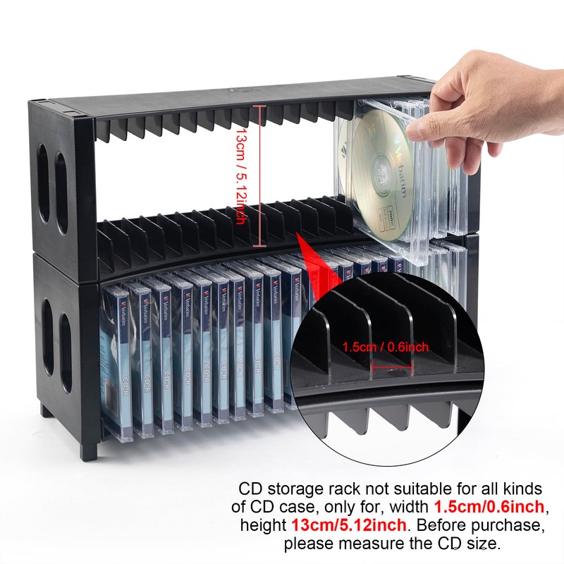 alavisxf xx CD Storage Rack, Upgrade 2 Pack Stackable ABS