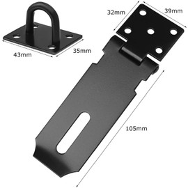 Padlock Hasp 4 Inch Door Hasp Latch Lock Stainless Steel Padlock Clasp Black Hasp Lock Gate Hasp with Fixing Screw for External Doors Window Cabinet Pet Cage