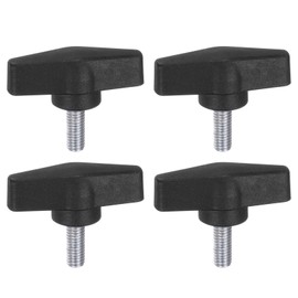 sourcing map 4pcs Tee Wing Knobs M8 x 20mm Metric Male Threaded Stud 55mm T Head Plastic Knob Handles Thumb Screws Hand Clamping Tightening Knob Grip Thumbscrew, Black