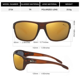 Bevi Polarized Sports Sunglasses for Women and Men Driving Shades Cycling Running UV Protection 2734C3